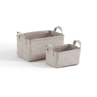 Комплект из 2-х корзин S С эффектом льна Lihoa единый размер серый LA REDOUTE INTERIEURS  фото, kupilegko.ru